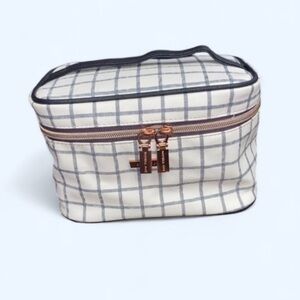 Sophia  joy  White and Black Checkered Cosmetic Bag